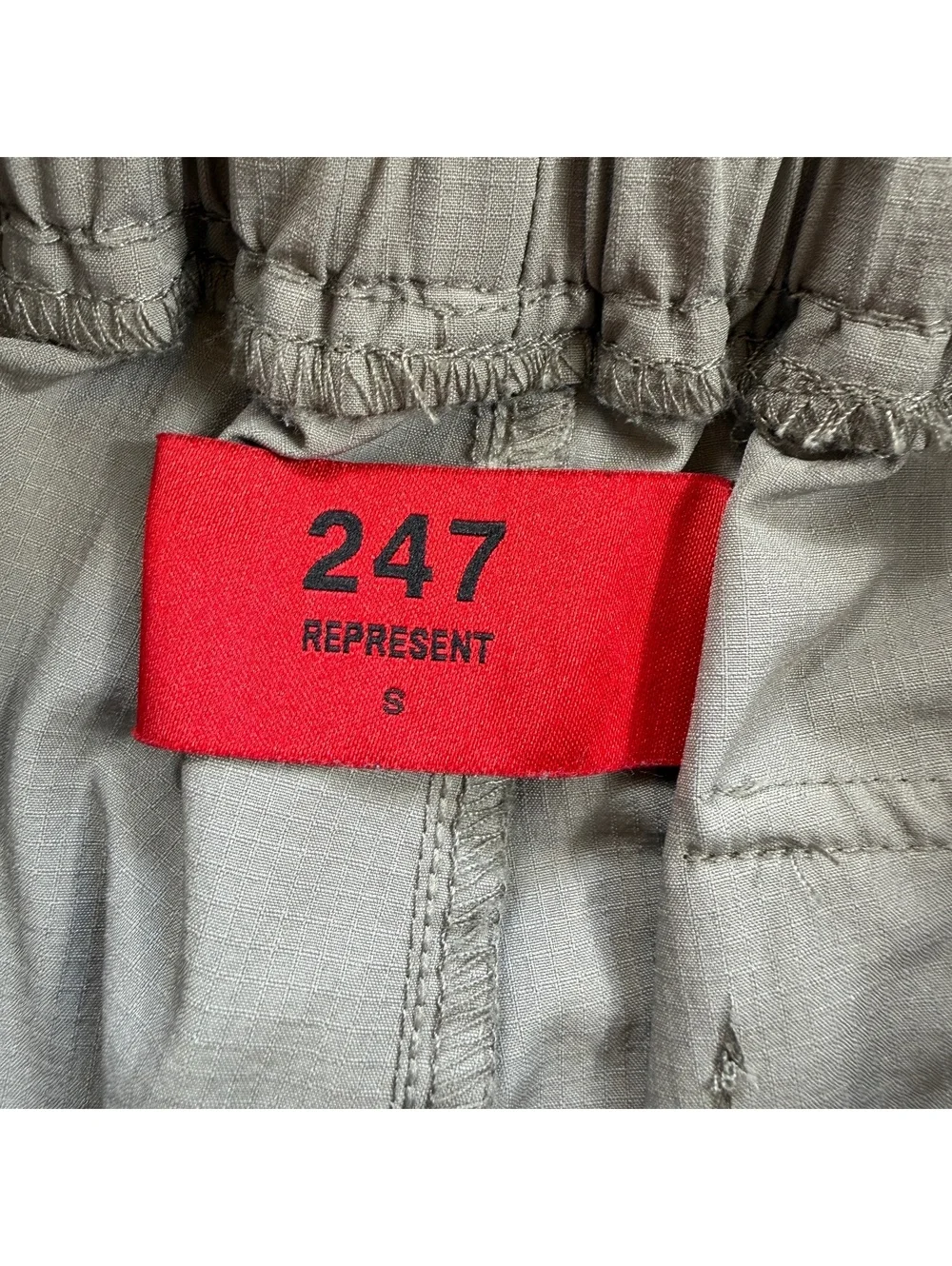 Represent 247 Cargo Pants S Taupe Beige Ripstop Techwear Utility Zip Hem Stretch